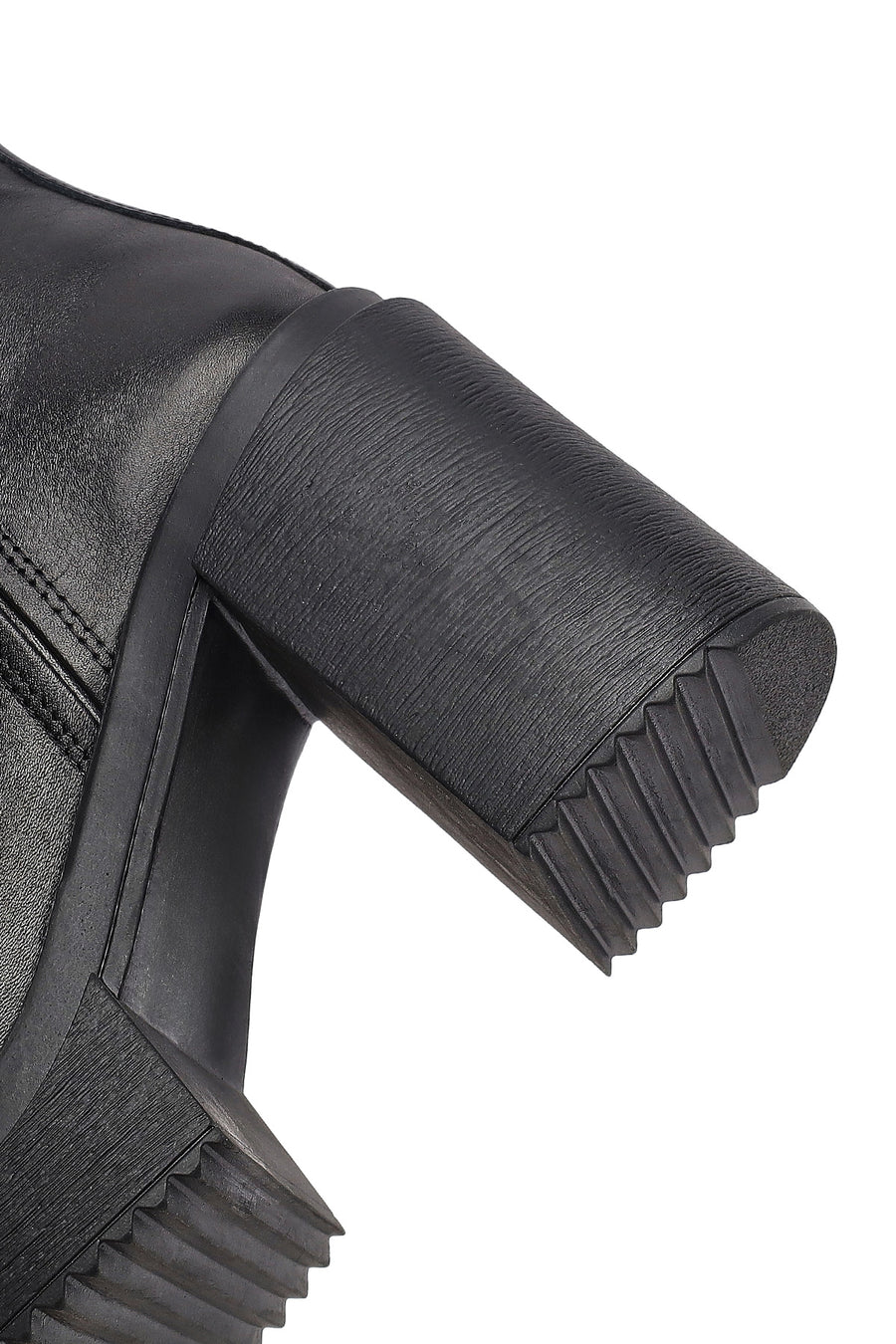 Women's Black Zip-Up Platform High Heel Leather Boots