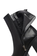Women's Black Zip-Up Platform High Heel Leather Boots | Derimod