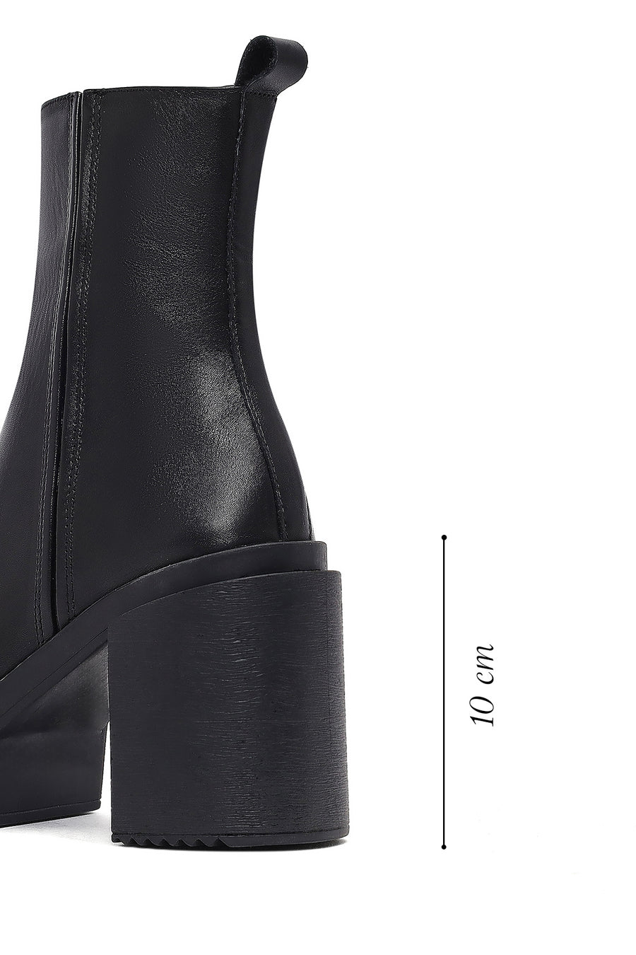Women's Black Zip-Up Platform High Heel Leather Boots