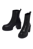 Women's Black Zip-Up Platform High Heel Leather Boots | Derimod
