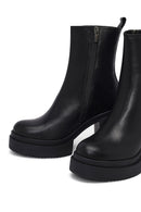 Women's Black Zip-Up Platform High Heel Leather Boots | Derimod