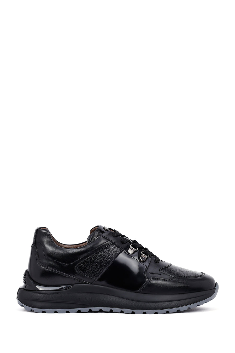 Erkek Siyah Bağcıklı Kalın Tabanlı Deri Casual Sneaker 25WFD600614 | Derimod