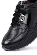 Erkek Siyah Bağcıklı Kalın Tabanlı Deri Casual Sneaker | Derimod