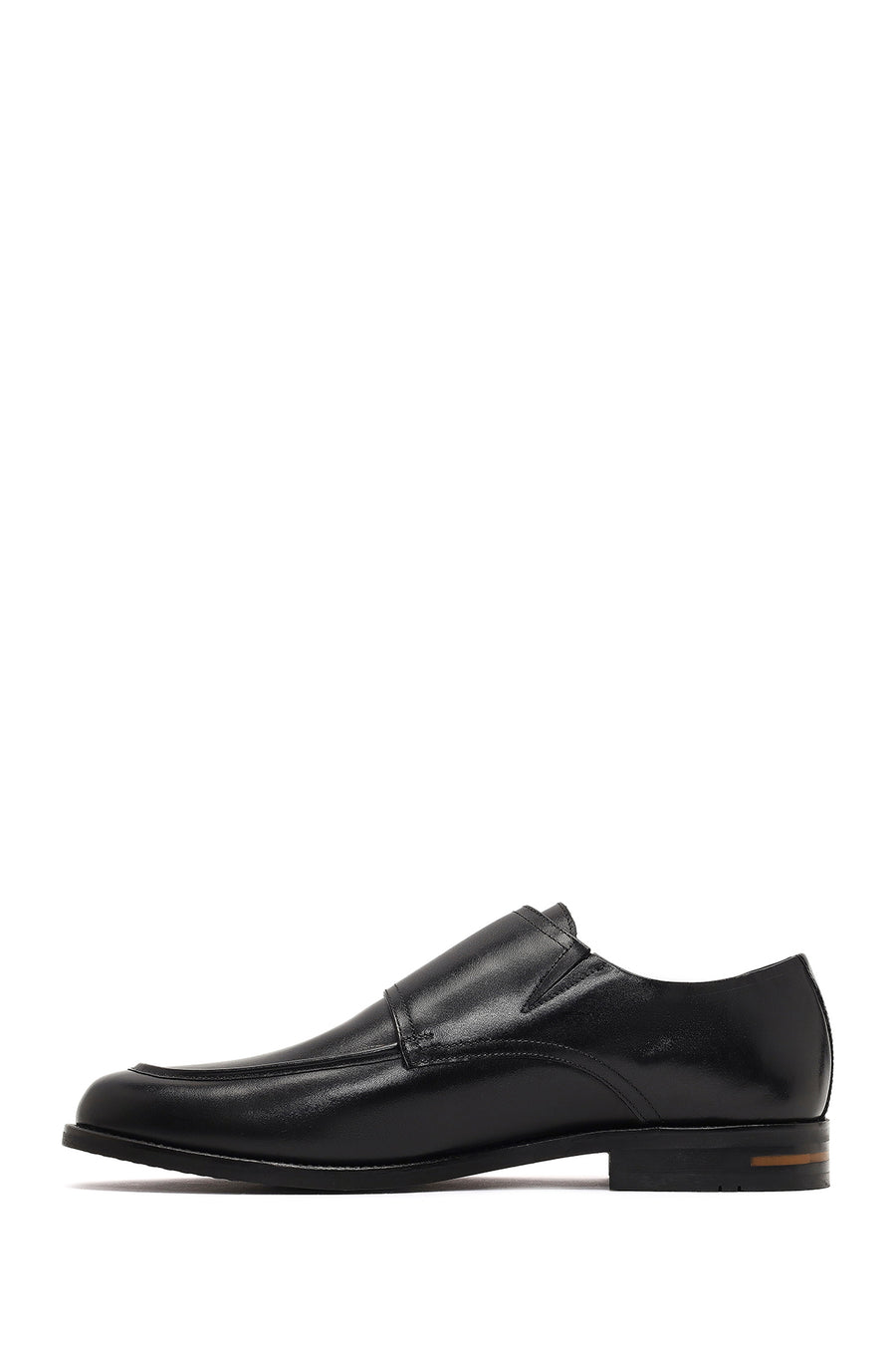 Men's Black Double Buckle Leather Classic Shoe