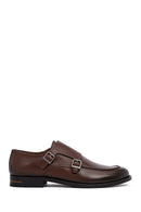 Men's Brown Double Buckle Leather Classic Shoes | Derimod