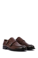 Men's Brown Double Buckle Leather Classic Shoes | Derimod