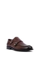 Men's Brown Double Buckle Leather Classic Shoes | Derimod