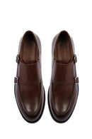 Men's Brown Double Buckle Leather Classic Shoes | Derimod