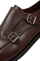 Men's Brown Double Buckle Leather Classic Shoes | Derimod