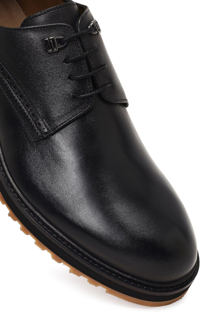 Men's Black Lace-Up Leather Casual Shoes