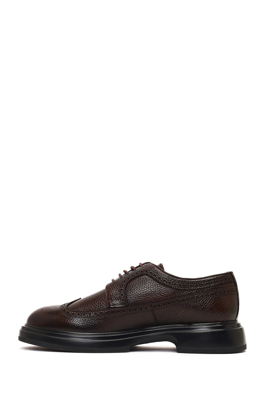 Men's Brown Lace-Up Thick Sole Leather Casual Shoes
