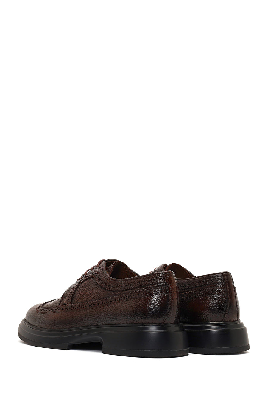 Men's Brown Lace-Up Thick Sole Leather Casual Shoes