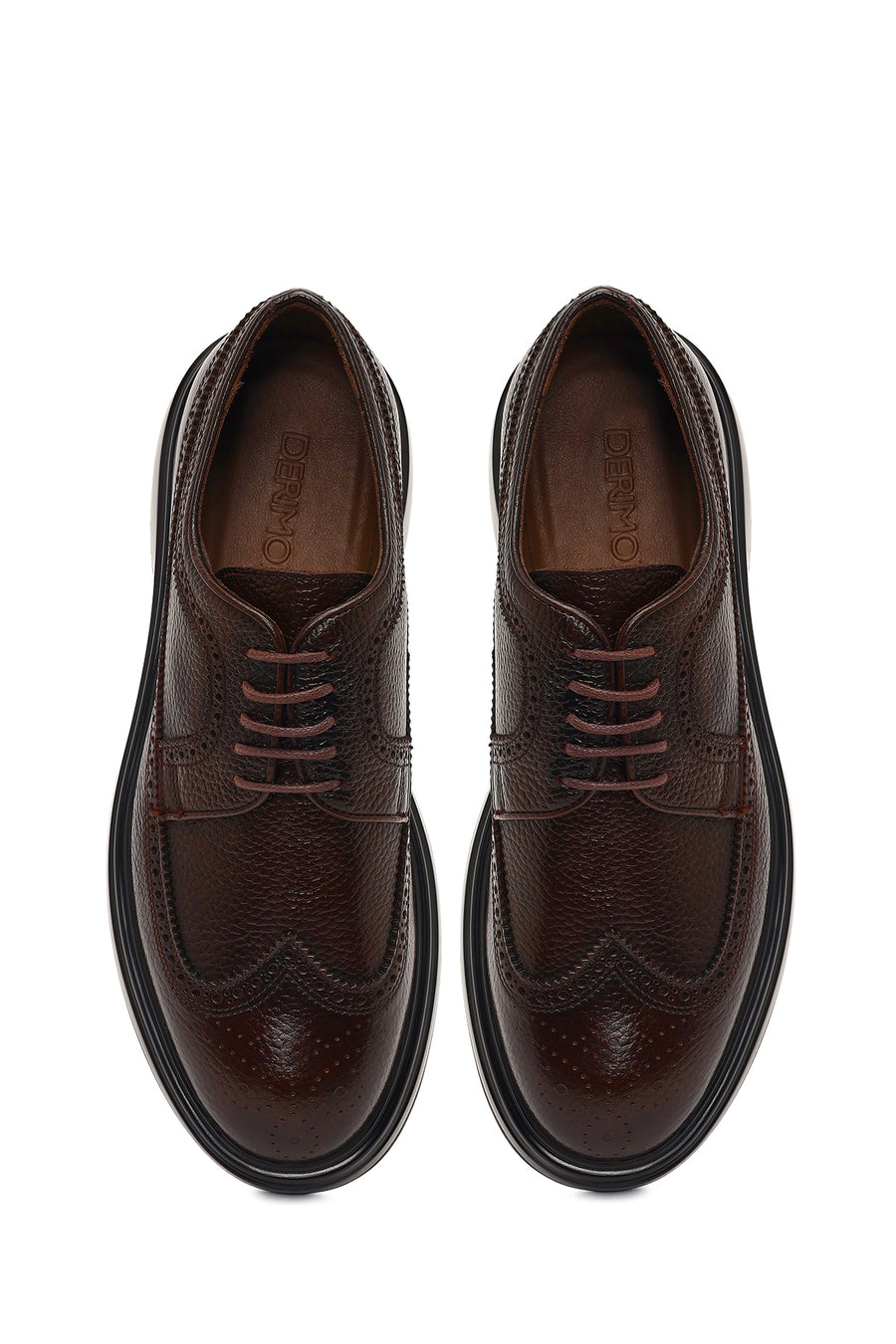 Men's Brown Lace-Up Thick Sole Leather Casual Shoes