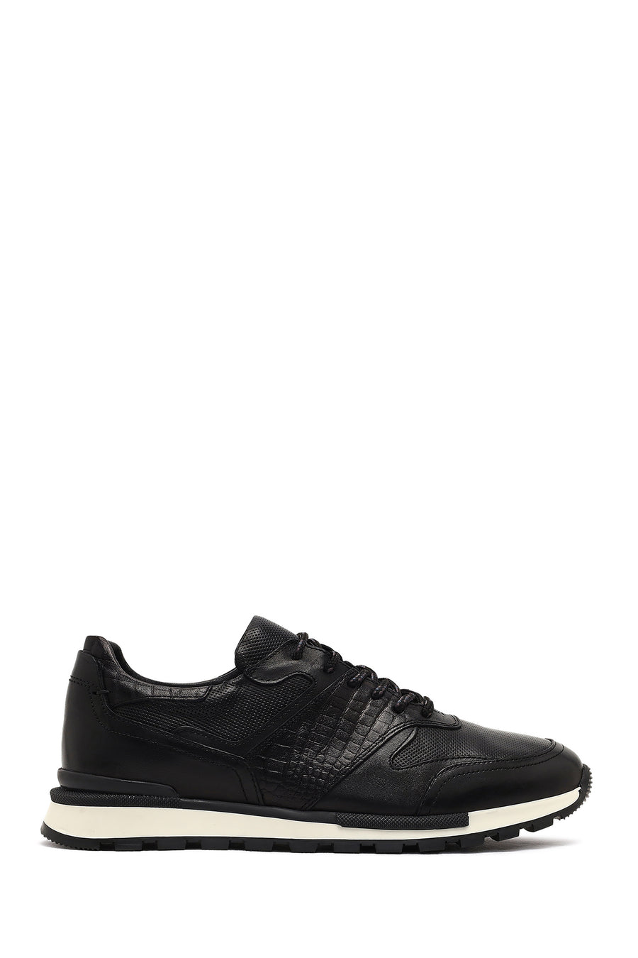 Erkek Siyah Bağcıklı Deri Casual Sneaker 25WFD610114 | Derimod