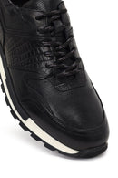Erkek Siyah Bağcıklı Deri Casual Sneaker | Derimod