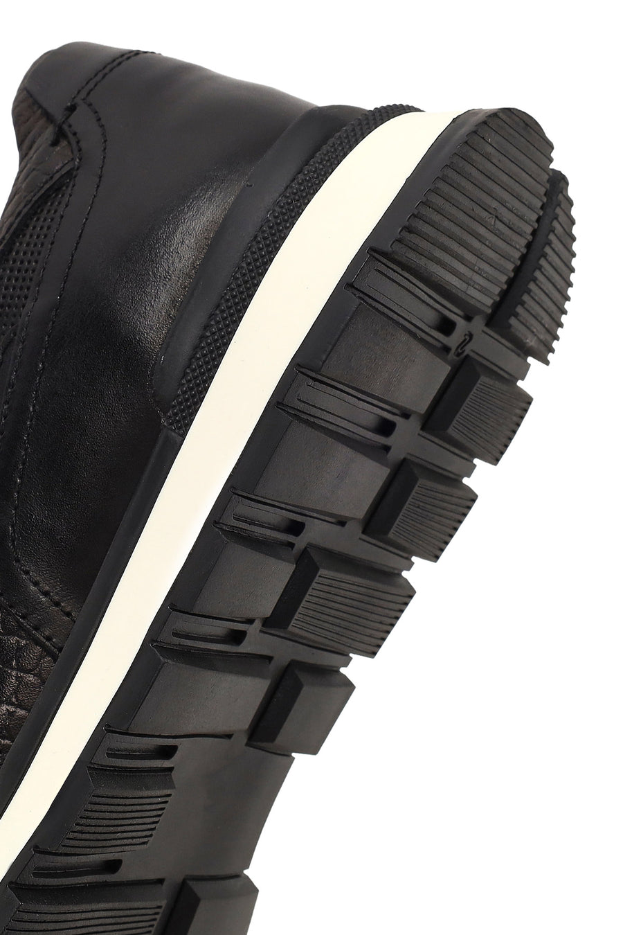 Erkek Siyah Bağcıklı Deri Casual Sneaker