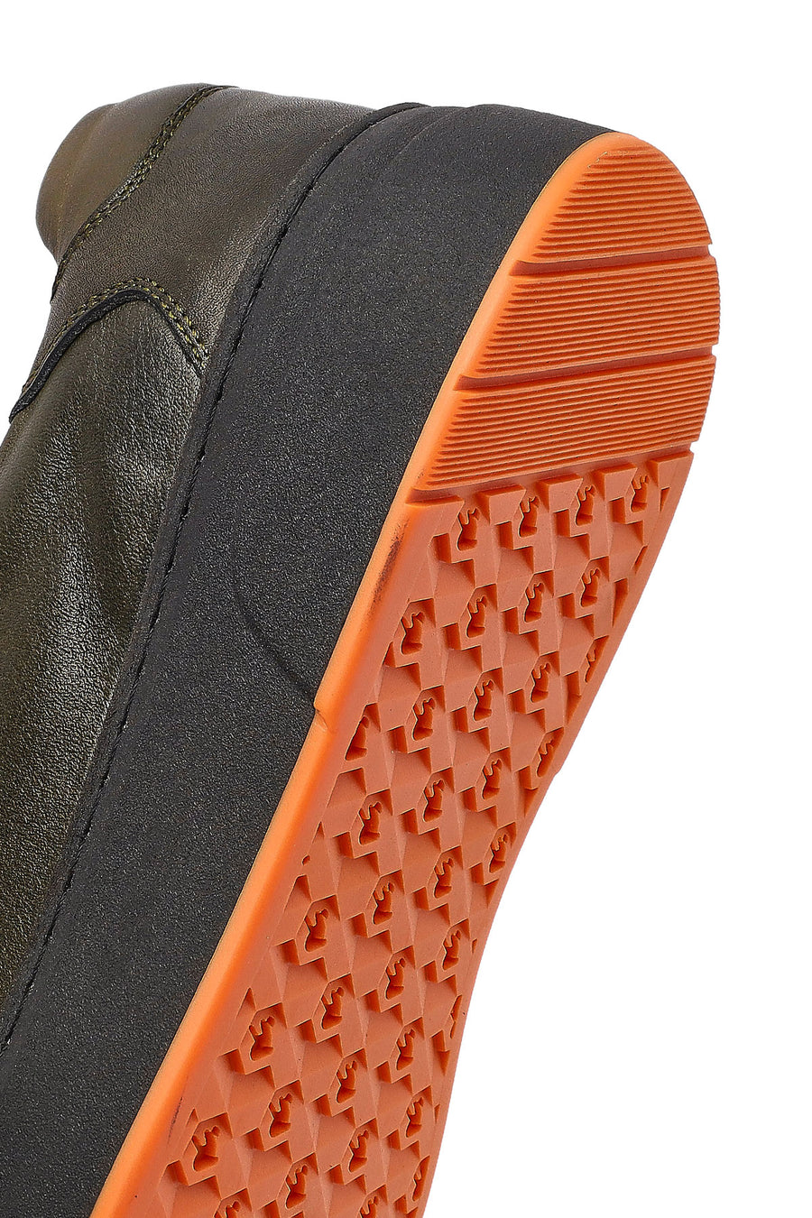 Erkek Haki Bağcıklı Kalın Tabanlı Deri Sneaker