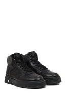Men's Black Lace-Up Thick-Sole Leather Sport Boots | Derimod