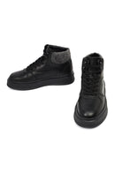 Men's Black Lace-Up Thick-Sole Leather Sport Boots | Derimod