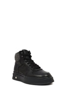 Men's Black Lace-Up Thick-Sole Leather Sport Boots | Derimod