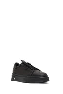 Erkek Siyah Bağcıklı Kalın Tabanlı Deri Sneaker | Derimod