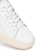 Erkek Beyaz Bağcıklı Kalın Tabanlı Deri Sneaker | Derimod