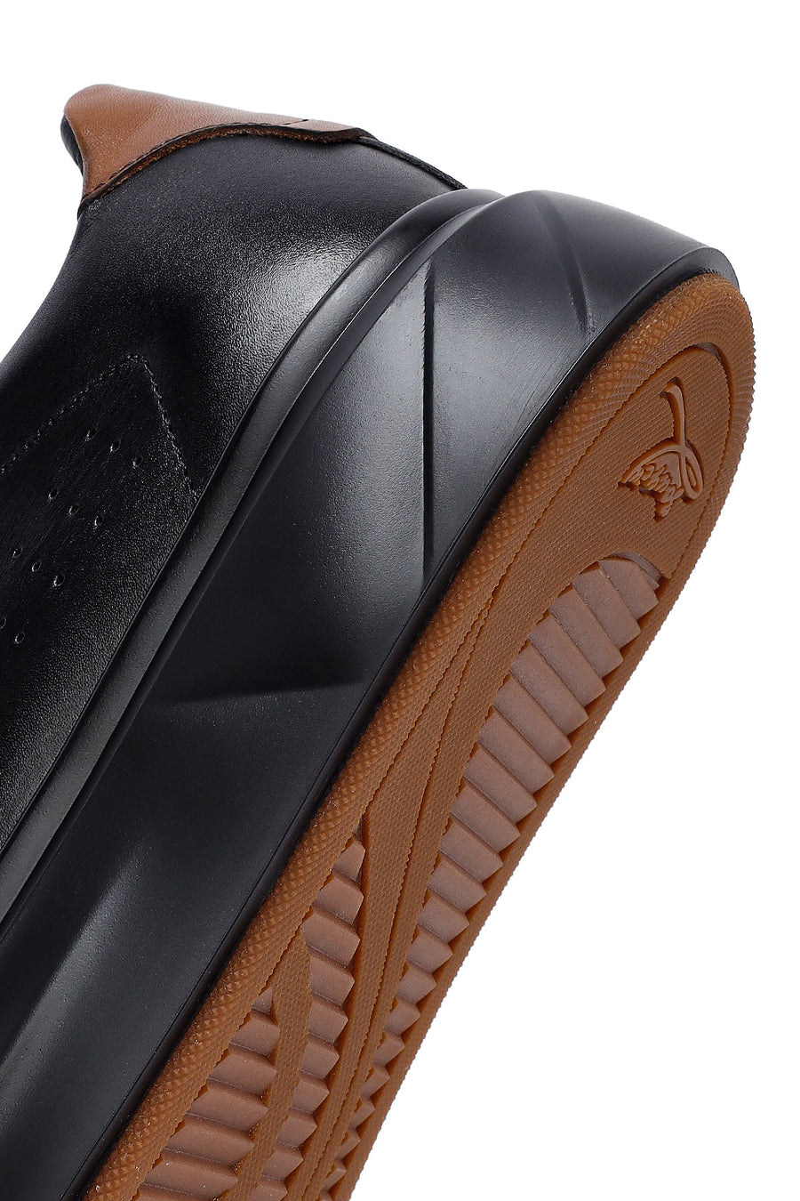 Erkek Siyah Bağcıklı Kalın Tabanlı Deri Sneaker