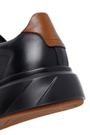 Erkek Siyah Bağcıklı Kalın Tabanlı Deri Sneaker | Derimod