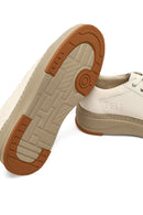 Erkek Beyaz Bağcıklı Kalın Tabanlı Deri Sneaker | Derimod