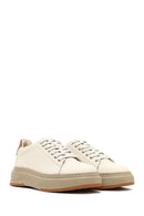 Erkek Beyaz Bağcıklı Kalın Tabanlı Deri Sneaker | Derimod