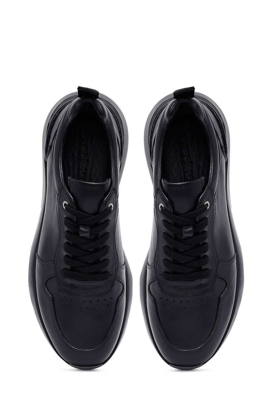 Men's Black Lace-Up Leather Casual Sneakers