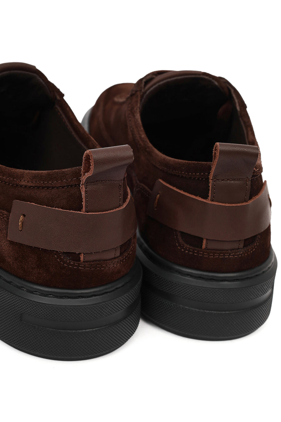 Men's Brown Lace-Up Chunky Sole Suede Leather Sneaker