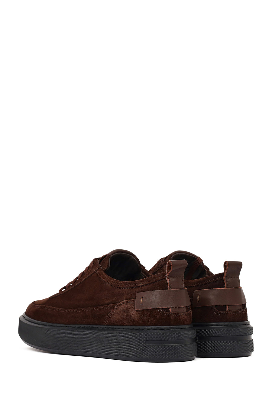 Men's Brown Lace-Up Chunky Sole Suede Leather Sneaker
