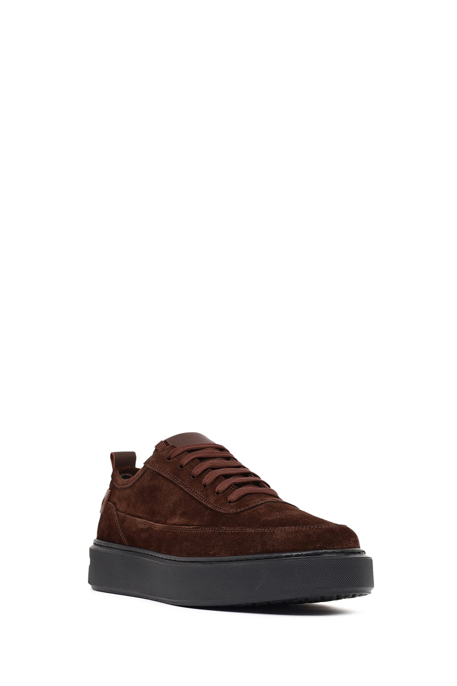 Men's Brown Lace-Up Chunky Sole Suede Leather Sneaker