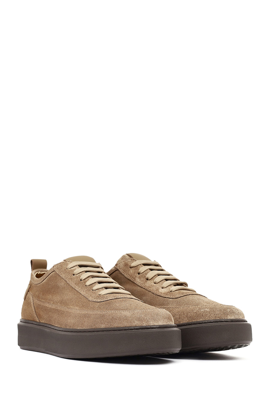 Men's Mink Lace-Up Thick Soled Suede Leather Sneaker