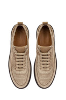 Men's Mink Lace-Up Thick Soled Suede Leather Sneaker | Derimod