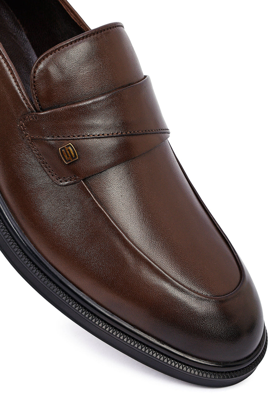 Erkek Kahverengi Deri Klasik Loafer