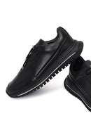Erkek Siyah Bağcıklı Kalın Tabanlı Deri Casual Sneaker | Derimod