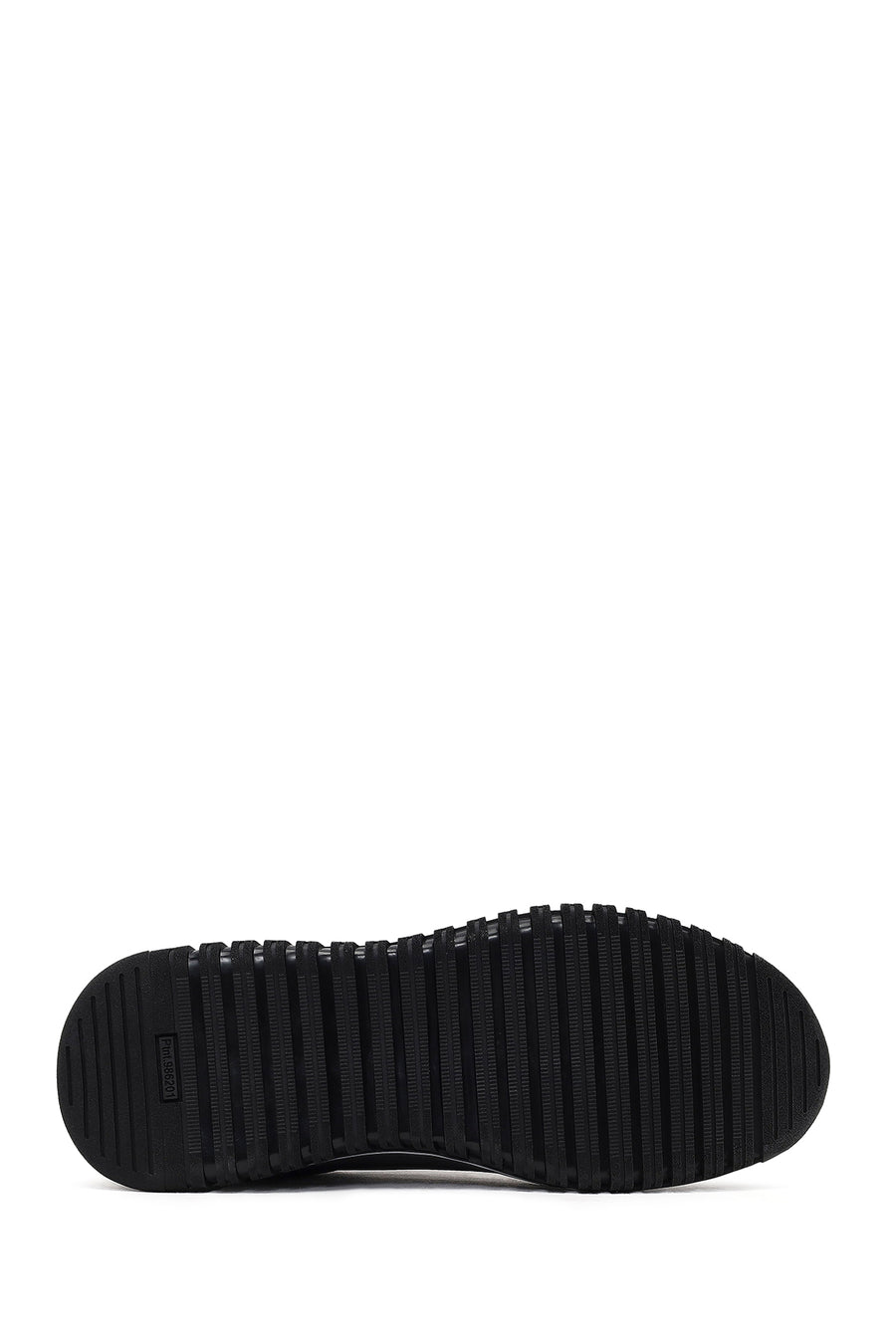 Erkek Siyah Bağcıklı Kalın Tabanlı Deri Casual Sneaker