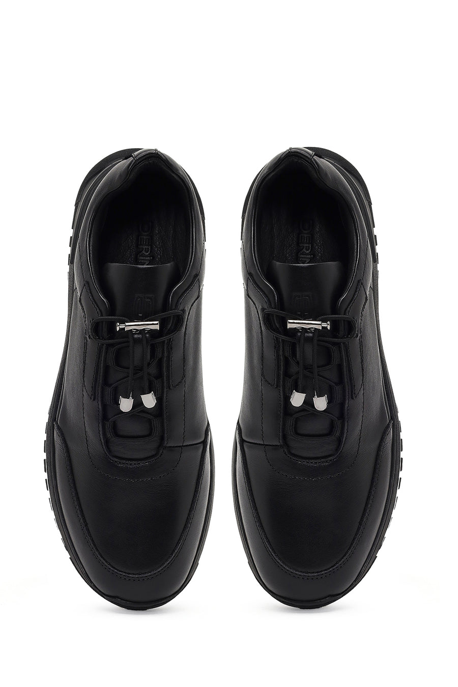 Erkek Siyah Bağcıklı Kalın Tabanlı Deri Casual Sneaker