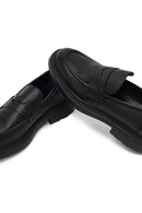 Erkek Siyah Bağcıklı Kalın Tabanlı Deri Casual Sneaker | Derimod