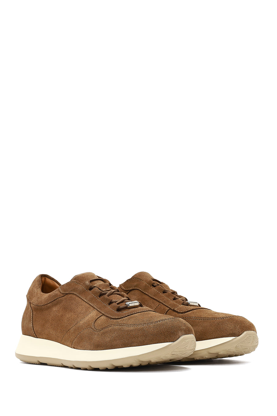 Men's Tan Lace-Up Suede Leather Sneaker