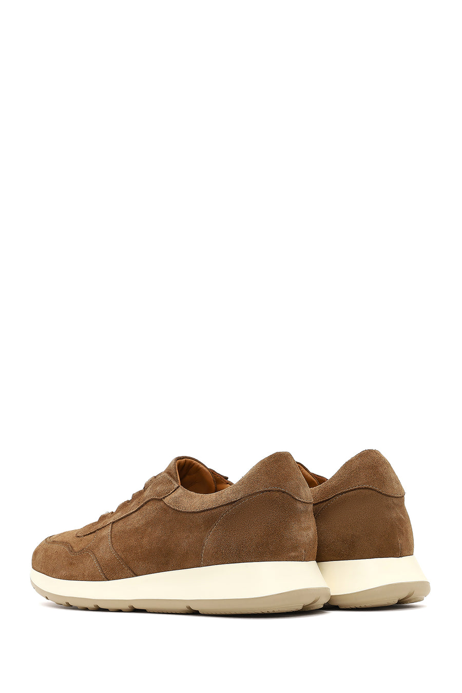 Men's Tan Lace-Up Suede Leather Sneaker