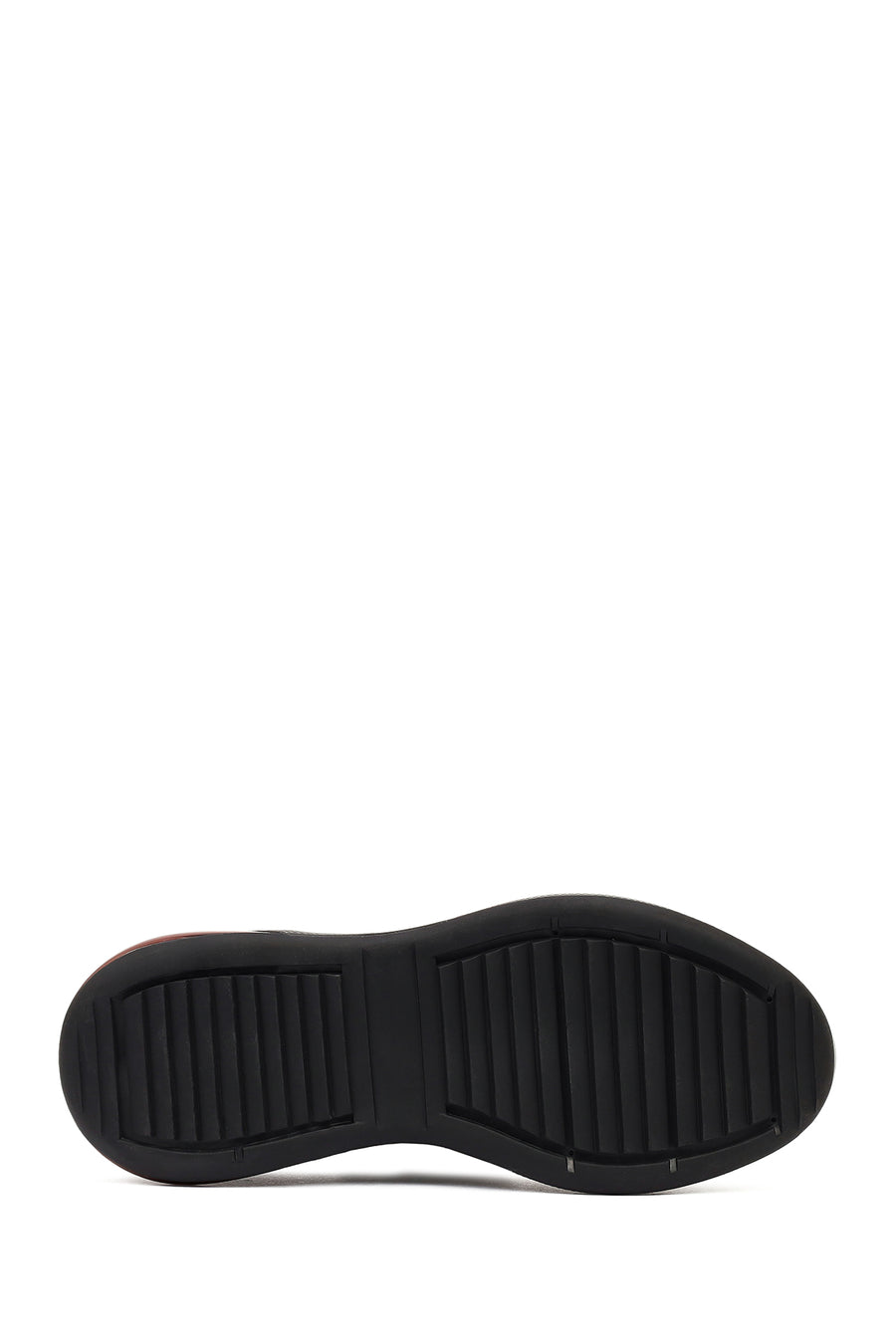 Erkek Siyah Bağcıklı Kalın Tabanlı Deri Casual Sneaker
