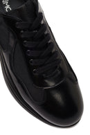 Erkek Siyah Bağcıklı Kalın Tabanlı Deri Casual Sneaker | Derimod