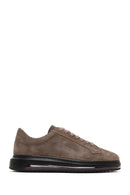 Men's Mink Lace-Up Thick-Soled Suede Leather Sneaker | Derimod