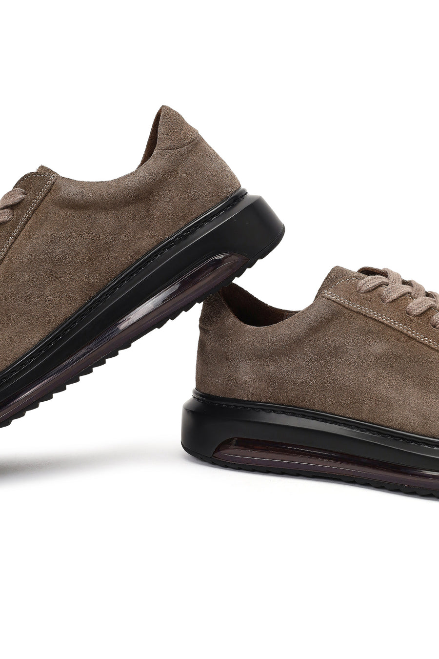 Men's Mink Lace-Up Thick-Soled Suede Leather Sneaker
