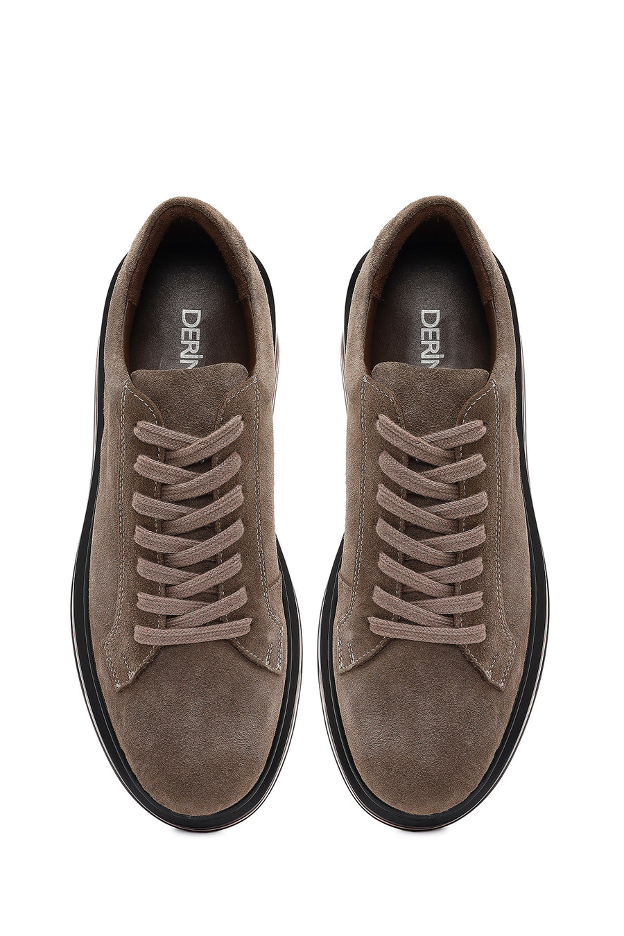 Men's Mink Lace-Up Thick-Soled Suede Leather Sneaker