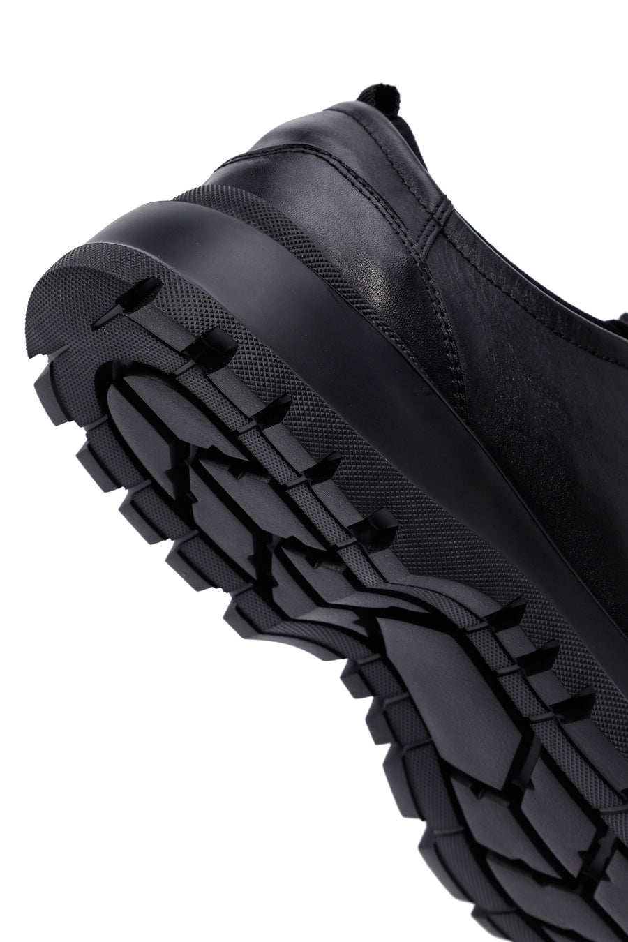Men's Black Lace-Up Thick-Soled Leather Casual Shoes