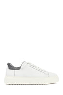 Erkek Beyaz Bağcıklı Kalın Tabanlı Deri Sneaker | Derimod